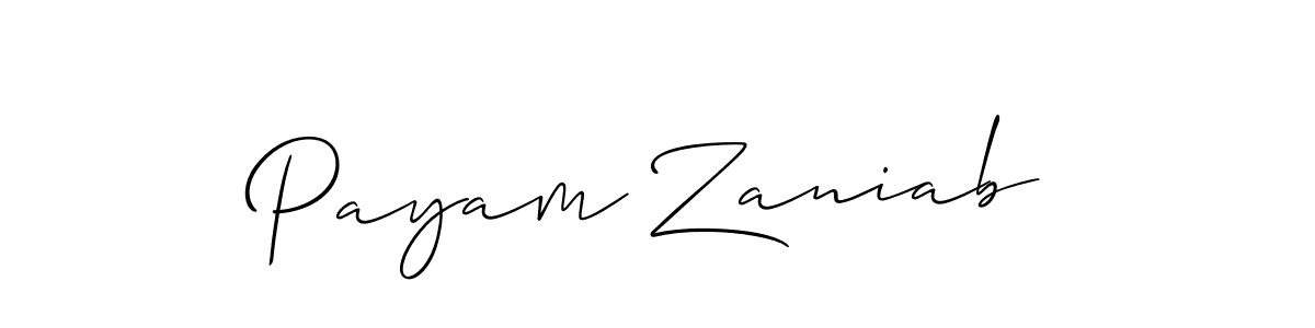 Make a short Payam Zaniab signature style. Manage your documents anywhere anytime using Allison_Script. Create and add eSignatures, submit forms, share and send files easily. Payam Zaniab signature style 2 images and pictures png