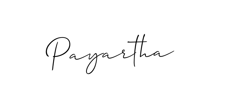 Use a signature maker to create a handwritten signature online. With this signature software, you can design (Allison_Script) your own signature for name Payartha. Payartha signature style 2 images and pictures png