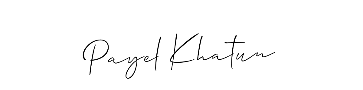 Make a beautiful signature design for name Payel Khatun. With this signature (Allison_Script) style, you can create a handwritten signature for free. Payel Khatun signature style 2 images and pictures png