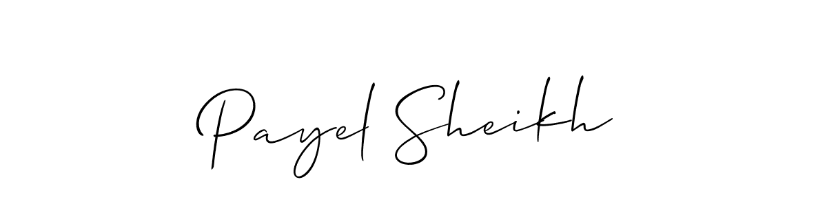 if you are searching for the best signature style for your name Payel Sheikh. so please give up your signature search. here we have designed multiple signature styles  using Allison_Script. Payel Sheikh signature style 2 images and pictures png