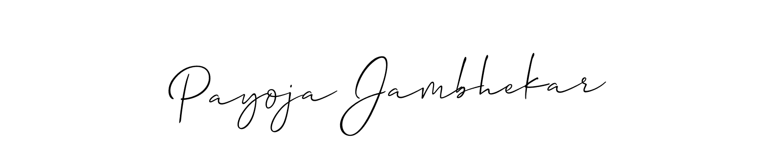 Create a beautiful signature design for name Payoja Jambhekar. With this signature (Allison_Script) fonts, you can make a handwritten signature for free. Payoja Jambhekar signature style 2 images and pictures png