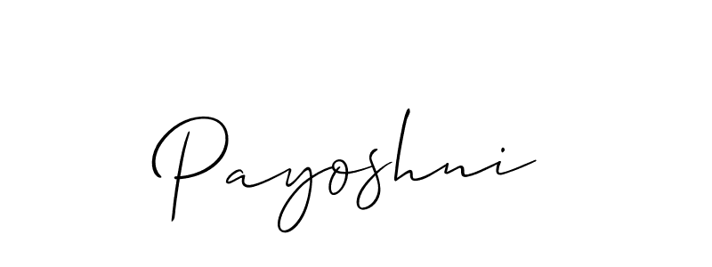 It looks lik you need a new signature style for name Payoshni. Design unique handwritten (Allison_Script) signature with our free signature maker in just a few clicks. Payoshni signature style 2 images and pictures png