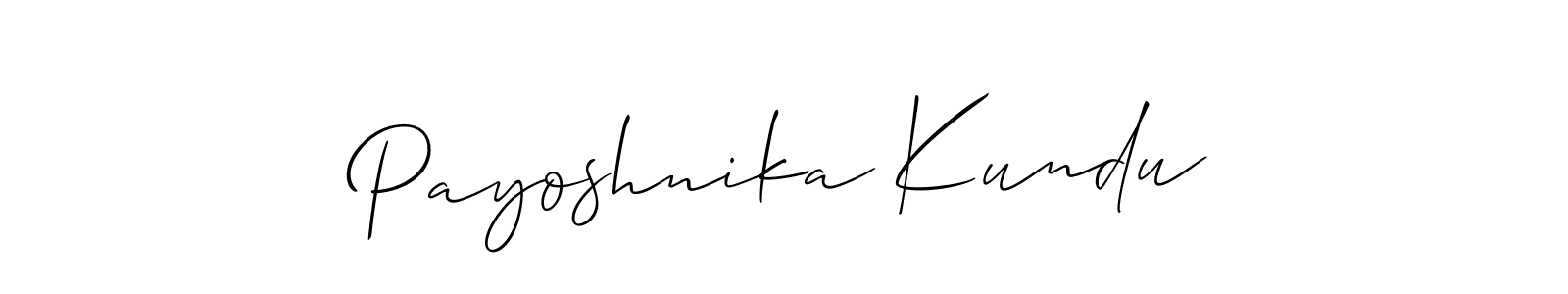 if you are searching for the best signature style for your name Payoshnika Kundu. so please give up your signature search. here we have designed multiple signature styles  using Allison_Script. Payoshnika Kundu signature style 2 images and pictures png