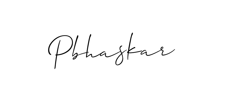 Use a signature maker to create a handwritten signature online. With this signature software, you can design (Allison_Script) your own signature for name Pbhaskar. Pbhaskar signature style 2 images and pictures png