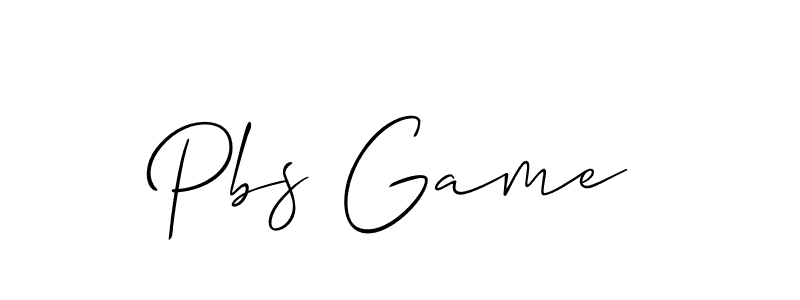 Create a beautiful signature design for name Pbs Game. With this signature (Allison_Script) fonts, you can make a handwritten signature for free. Pbs Game signature style 2 images and pictures png