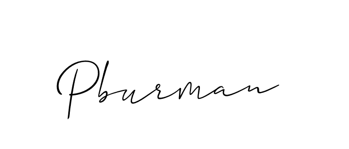 The best way (Allison_Script) to make a short signature is to pick only two or three words in your name. The name Pburman include a total of six letters. For converting this name. Pburman signature style 2 images and pictures png