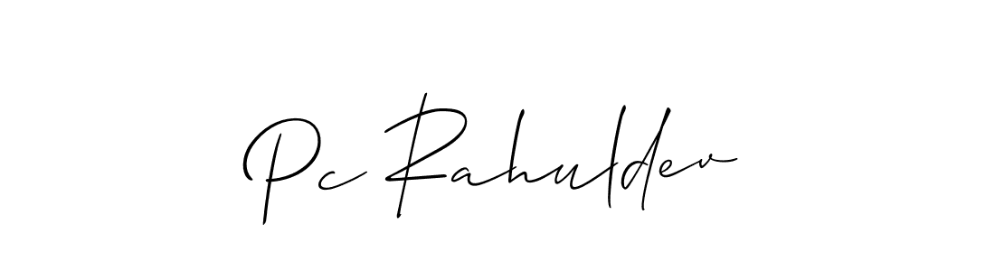 Make a beautiful signature design for name Pc Rahuldev. With this signature (Allison_Script) style, you can create a handwritten signature for free. Pc Rahuldev signature style 2 images and pictures png