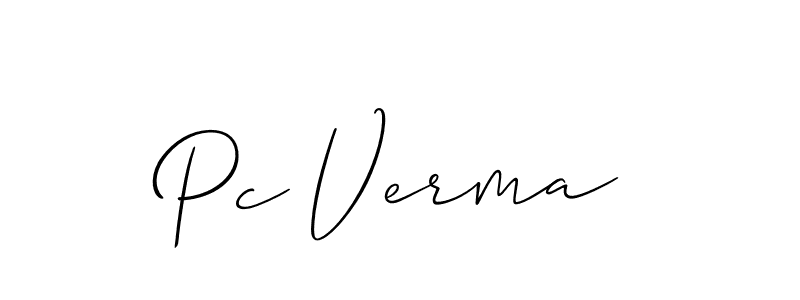 Make a beautiful signature design for name Pc Verma. With this signature (Allison_Script) style, you can create a handwritten signature for free. Pc Verma signature style 2 images and pictures png