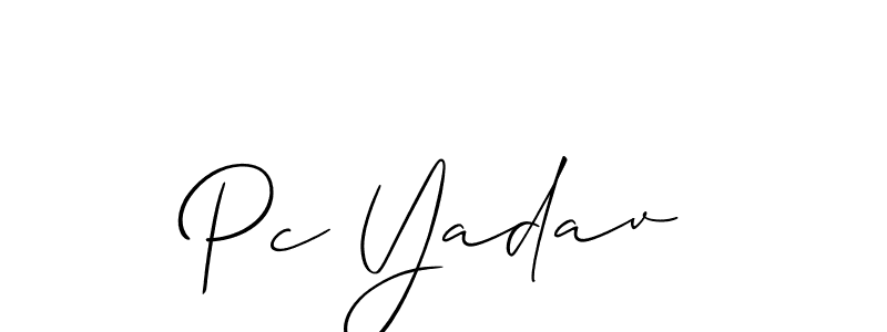 Also You can easily find your signature by using the search form. We will create Pc Yadav name handwritten signature images for you free of cost using Allison_Script sign style. Pc Yadav signature style 2 images and pictures png