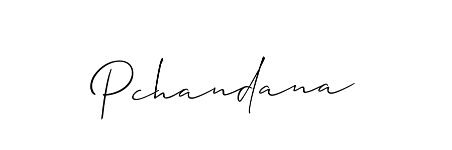 The best way (Allison_Script) to make a short signature is to pick only two or three words in your name. The name Pchandana include a total of six letters. For converting this name. Pchandana signature style 2 images and pictures png