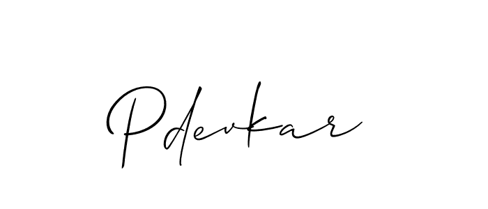 It looks lik you need a new signature style for name Pdevkar. Design unique handwritten (Allison_Script) signature with our free signature maker in just a few clicks. Pdevkar signature style 2 images and pictures png