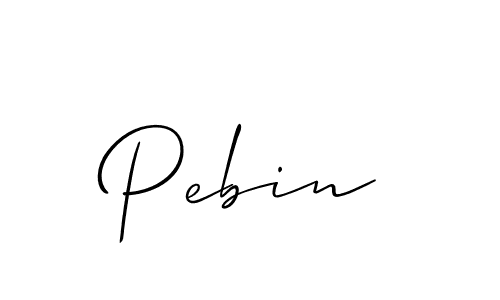 Use a signature maker to create a handwritten signature online. With this signature software, you can design (Allison_Script) your own signature for name Pebin. Pebin signature style 2 images and pictures png