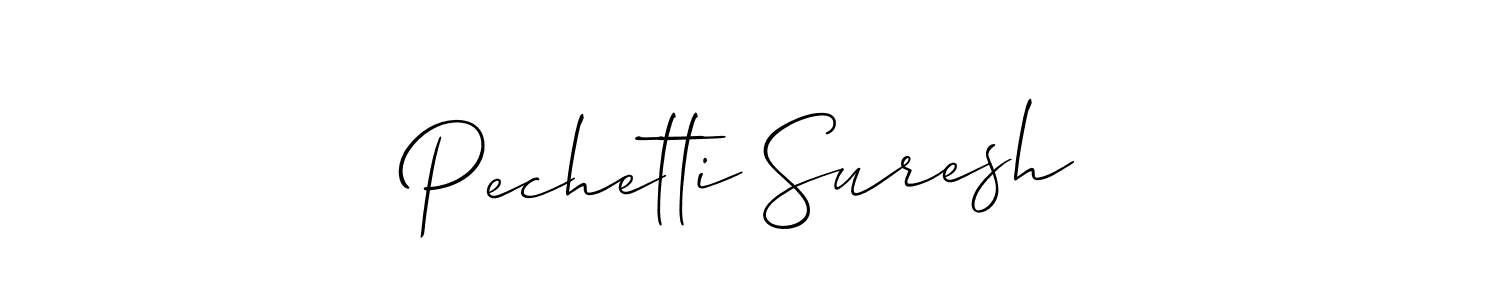 Allison_Script is a professional signature style that is perfect for those who want to add a touch of class to their signature. It is also a great choice for those who want to make their signature more unique. Get Pechetti Suresh name to fancy signature for free. Pechetti Suresh signature style 2 images and pictures png