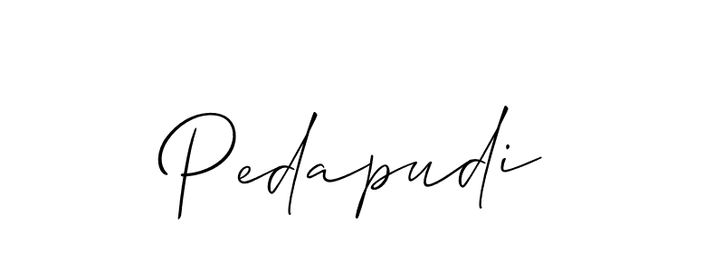 You should practise on your own different ways (Allison_Script) to write your name (Pedapudi) in signature. don't let someone else do it for you. Pedapudi signature style 2 images and pictures png