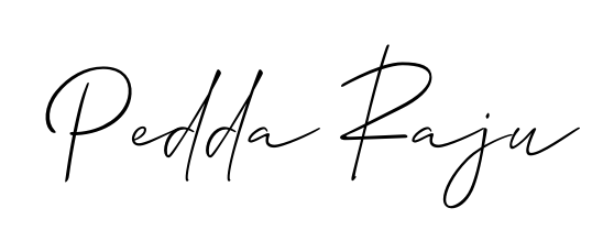 A stylish, flowing autograph style designed for name Pedda Raju using Allison_Script typography. Perfect for digital creative projects. Pedda Raju signature style 2 images and pictures png
