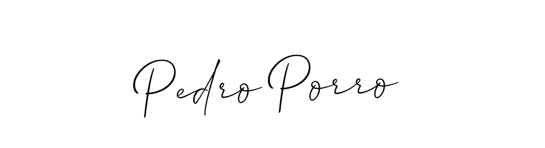 How to make Pedro Porro name signature. Use Allison_Script style for creating short signs online. This is the latest handwritten sign. Pedro Porro signature style 2 images and pictures png