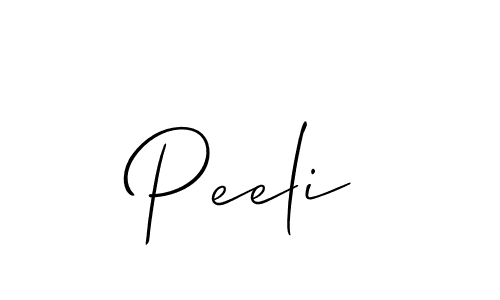 How to make Peeli name signature. Use Allison_Script style for creating short signs online. This is the latest handwritten sign. Peeli signature style 2 images and pictures png