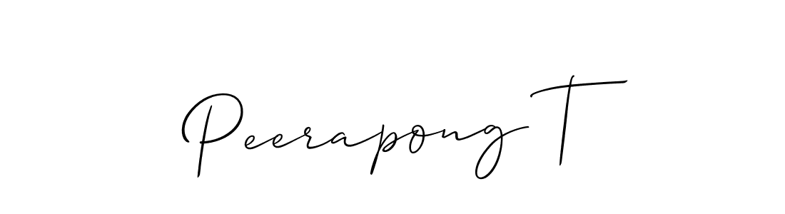 Allison_Script is a professional signature style that is perfect for those who want to add a touch of class to their signature. It is also a great choice for those who want to make their signature more unique. Get Peerapong T name to fancy signature for free. Peerapong T signature style 2 images and pictures png
