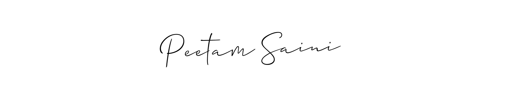 Create a beautiful signature design for name Peetam Saini♥️. With this signature (Allison_Script) fonts, you can make a handwritten signature for free. Peetam Saini♥️ signature style 2 images and pictures png