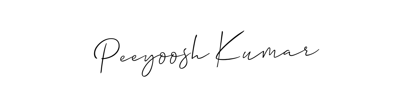 Create a beautiful signature design for name Peeyoosh Kumar. With this signature (Allison_Script) fonts, you can make a handwritten signature for free. Peeyoosh Kumar signature style 2 images and pictures png