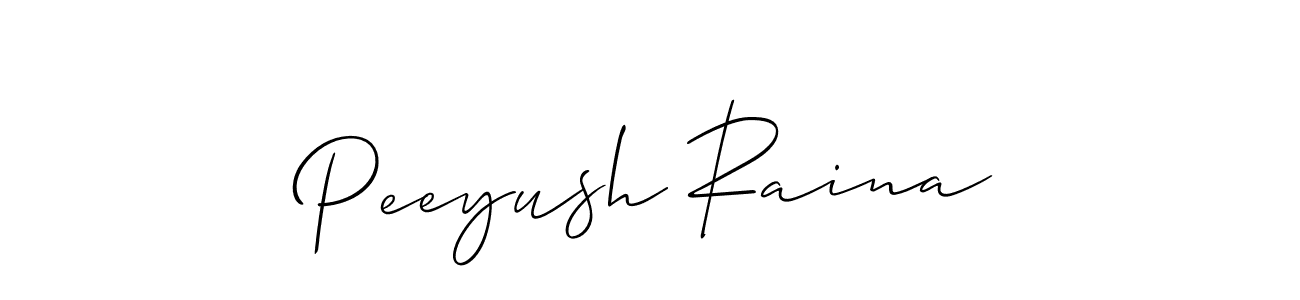 It looks lik you need a new signature style for name Peeyush Raina. Design unique handwritten (Allison_Script) signature with our free signature maker in just a few clicks. Peeyush Raina signature style 2 images and pictures png