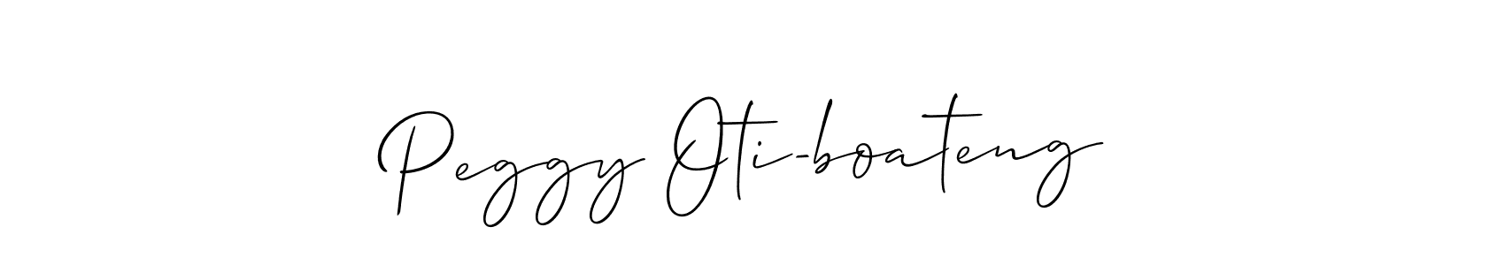 Allison_Script is a professional signature style that is perfect for those who want to add a touch of class to their signature. It is also a great choice for those who want to make their signature more unique. Get Peggy Oti-boateng name to fancy signature for free. Peggy Oti-boateng signature style 2 images and pictures png