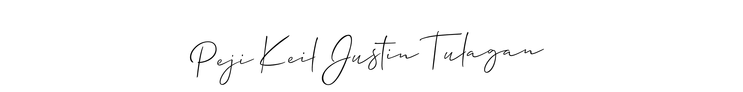 The best way (Allison_Script) to make a short signature is to pick only two or three words in your name. The name Peji Keil Justin Tulagan include a total of six letters. For converting this name. Peji Keil Justin Tulagan signature style 2 images and pictures png