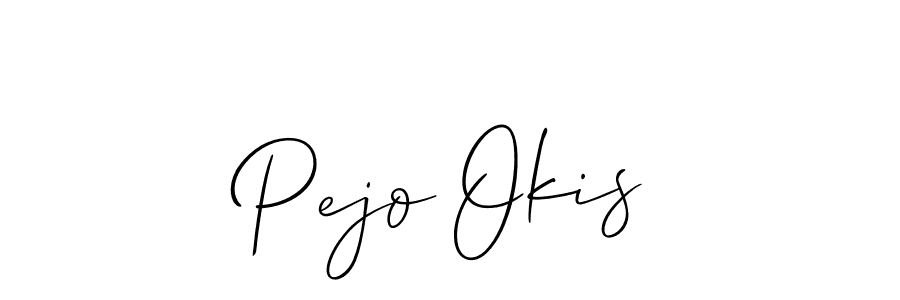 The best way (Allison_Script) to make a short signature is to pick only two or three words in your name. The name Pejo Okis include a total of six letters. For converting this name. Pejo Okis signature style 2 images and pictures png