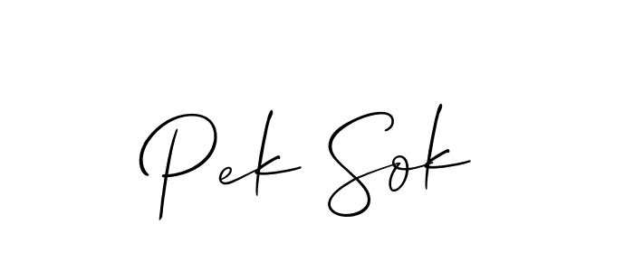 How to make Pek Sok name signature. Use Allison_Script style for creating short signs online. This is the latest handwritten sign. Pek Sok signature style 2 images and pictures png