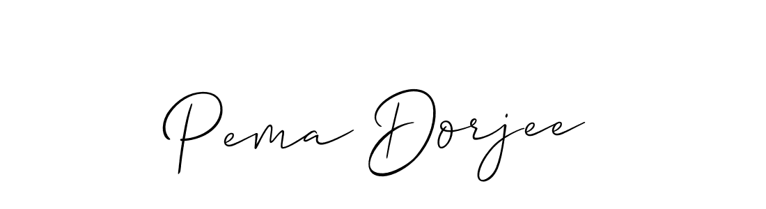 Make a beautiful signature design for name Pema Dorjee. With this signature (Allison_Script) style, you can create a handwritten signature for free. Pema Dorjee signature style 2 images and pictures png