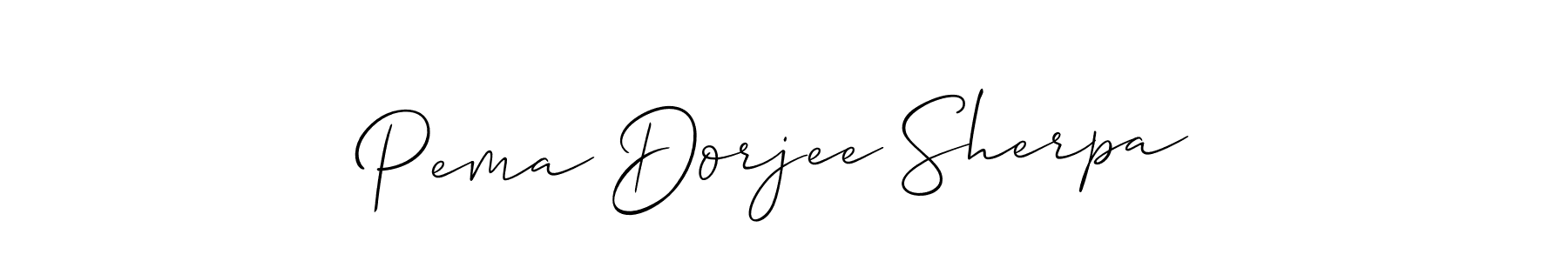 It looks lik you need a new signature style for name Pema Dorjee Sherpa. Design unique handwritten (Allison_Script) signature with our free signature maker in just a few clicks. Pema Dorjee Sherpa signature style 2 images and pictures png