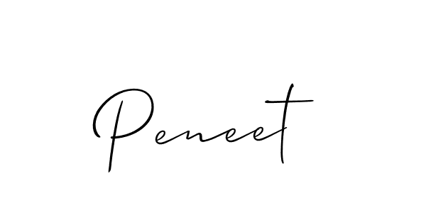 Use a signature maker to create a handwritten signature online. With this signature software, you can design (Allison_Script) your own signature for name Peneet. Peneet signature style 2 images and pictures png