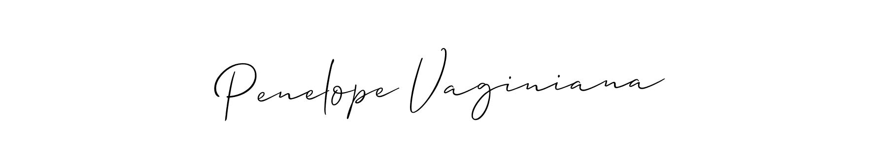 How to make Penelope Vaginiana name signature. Use Allison_Script style for creating short signs online. This is the latest handwritten sign. Penelope Vaginiana signature style 2 images and pictures png
