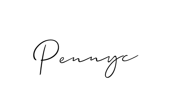 The best way (Allison_Script) to make a short signature is to pick only two or three words in your name. The name Pennyc include a total of six letters. For converting this name. Pennyc signature style 2 images and pictures png