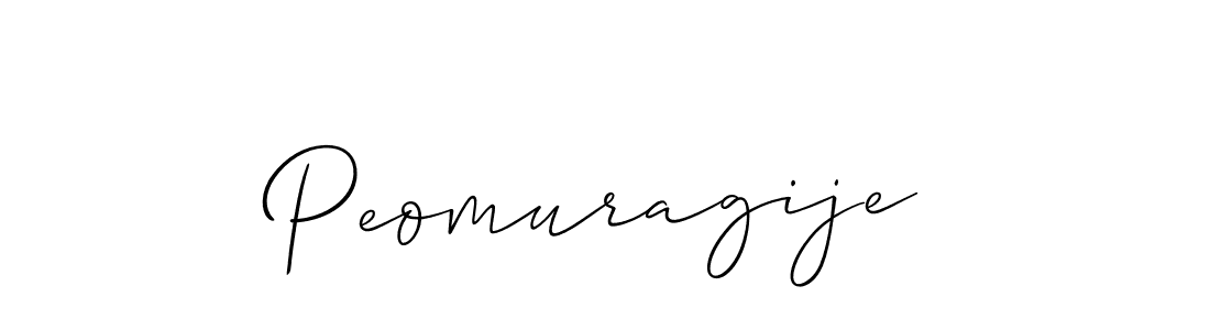 Create a beautiful signature design for name Peomuragije. With this signature (Allison_Script) fonts, you can make a handwritten signature for free. Peomuragije signature style 2 images and pictures png