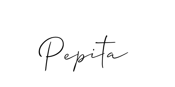 Create a beautiful signature design for name Pepita. With this signature (Allison_Script) fonts, you can make a handwritten signature for free. Pepita signature style 2 images and pictures png