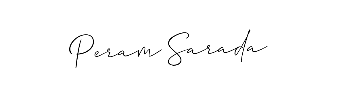 The best way (Allison_Script) to make a short signature is to pick only two or three words in your name. The name Peram Sarada include a total of six letters. For converting this name. Peram Sarada signature style 2 images and pictures png
