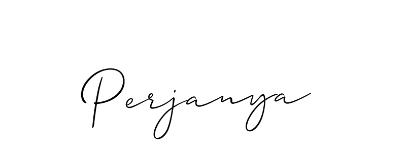 Use a signature maker to create a handwritten signature online. With this signature software, you can design (Allison_Script) your own signature for name Perjanya. Perjanya signature style 2 images and pictures png