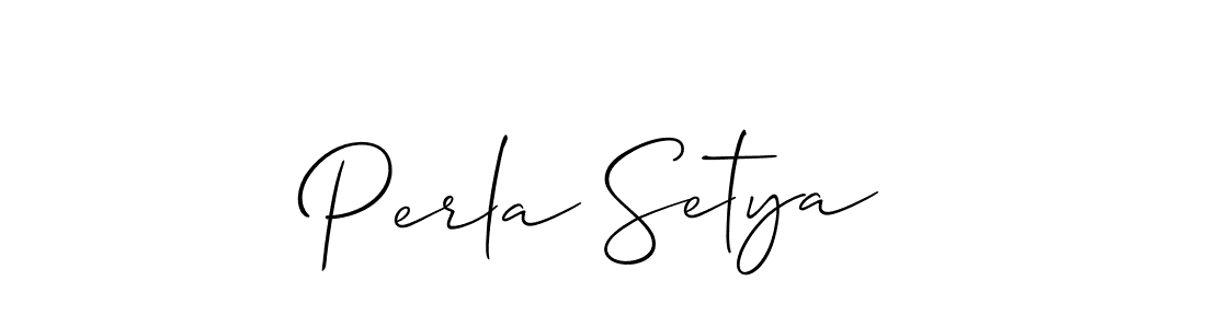 You should practise on your own different ways (Allison_Script) to write your name (Perla Setya) in signature. don't let someone else do it for you. Perla Setya signature style 2 images and pictures png