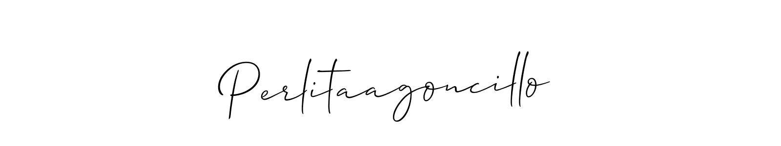 Use a signature maker to create a handwritten signature online. With this signature software, you can design (Allison_Script) your own signature for name Perlitaagoncillo. Perlitaagoncillo signature style 2 images and pictures png