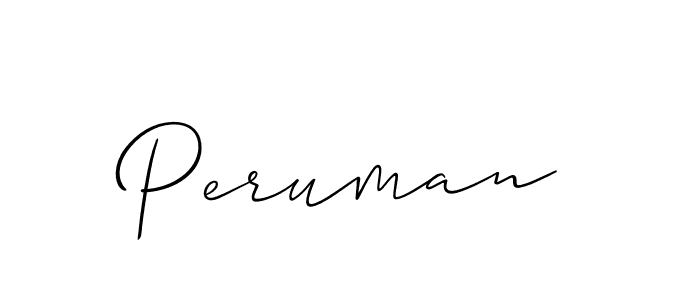 Allison_Script is a professional signature style that is perfect for those who want to add a touch of class to their signature. It is also a great choice for those who want to make their signature more unique. Get Peruman name to fancy signature for free. Peruman signature style 2 images and pictures png