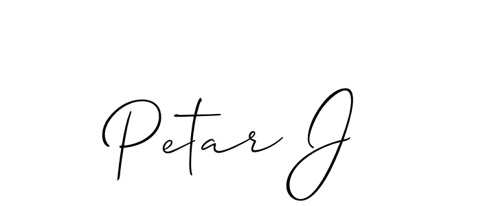 Make a beautiful signature design for name Petar J. With this signature (Allison_Script) style, you can create a handwritten signature for free. Petar J signature style 2 images and pictures png