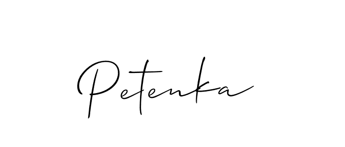 The best way (Allison_Script) to make a short signature is to pick only two or three words in your name. The name Petenka include a total of six letters. For converting this name. Petenka signature style 2 images and pictures png