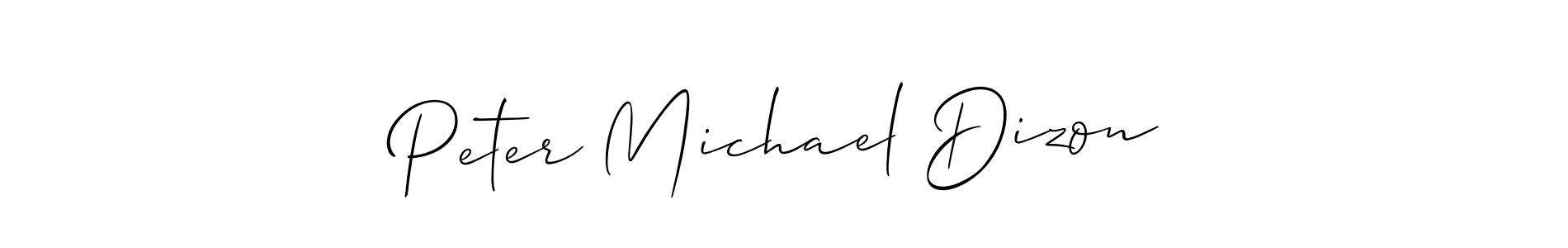 The best way (Allison_Script) to make a short signature is to pick only two or three words in your name. The name Peter Michael Dizon include a total of six letters. For converting this name. Peter Michael Dizon signature style 2 images and pictures png