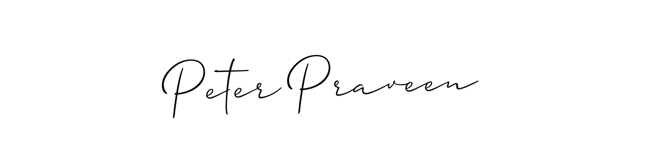 How to make Peter Praveen name signature. Use Allison_Script style for creating short signs online. This is the latest handwritten sign. Peter Praveen signature style 2 images and pictures png