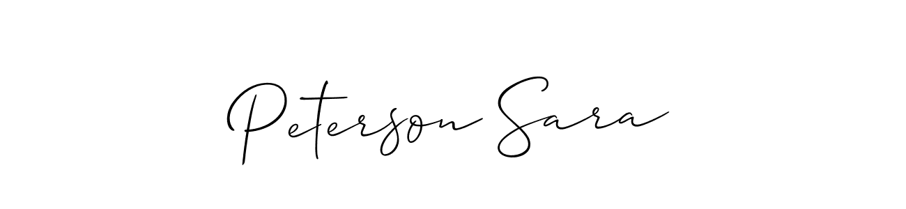 The best way (Allison_Script) to make a short signature is to pick only two or three words in your name. The name Peterson Sara include a total of six letters. For converting this name. Peterson Sara signature style 2 images and pictures png
