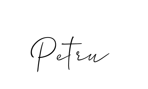 The best way (Allison_Script) to make a short signature is to pick only two or three words in your name. The name Petru include a total of six letters. For converting this name. Petru signature style 2 images and pictures png