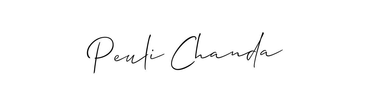 It looks lik you need a new signature style for name Peuli Chanda. Design unique handwritten (Allison_Script) signature with our free signature maker in just a few clicks. Peuli Chanda signature style 2 images and pictures png