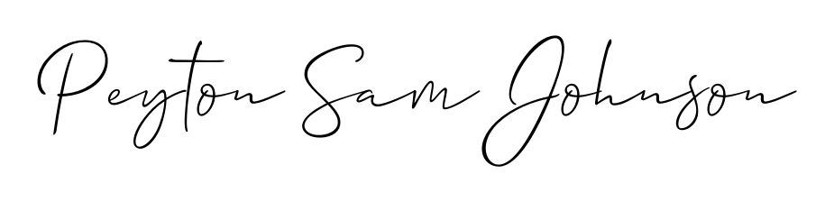 The Allison_Script typeface gives name Peyton Sam Johnson a refined look. Suitable for certificates, diplomas, and official verification. Peyton Sam Johnson signature style 2 images and pictures png