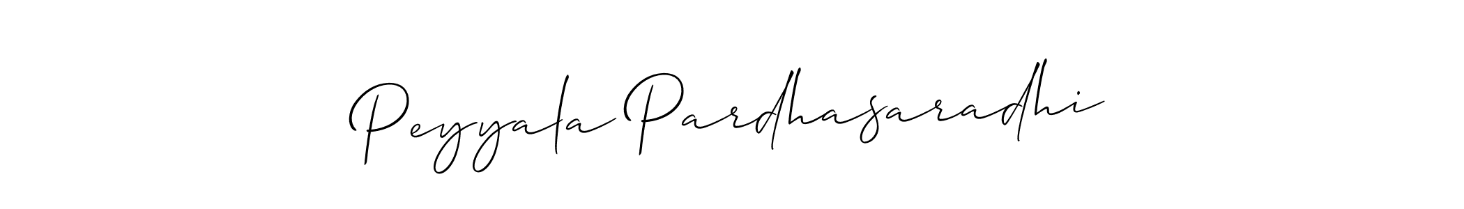 Design your own signature with our free online signature maker. With this signature software, you can create a handwritten (Allison_Script) signature for name Peyyala Pardhasaradhi. Peyyala Pardhasaradhi signature style 2 images and pictures png